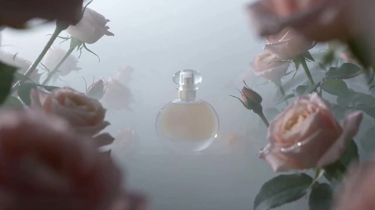AI video of a perfume bottle among roses, Gemini Omni Flash model page preview