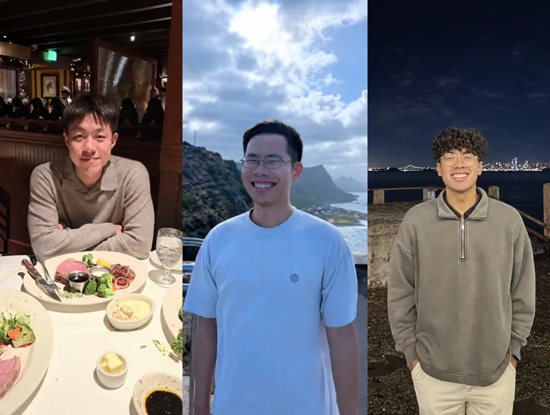 Three reference photos used for a composite party image