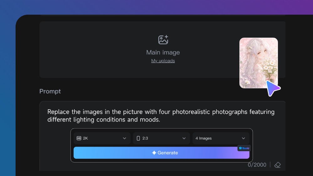 Reference image and GPT Image 2.5 prompt in Wizstar