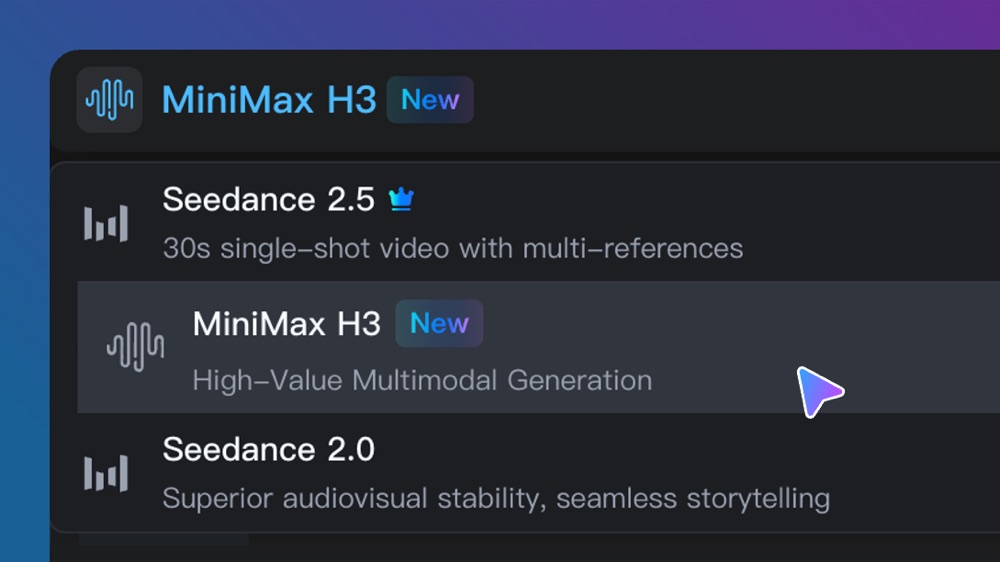 MiniMax H3 selected in the Wizstar model list